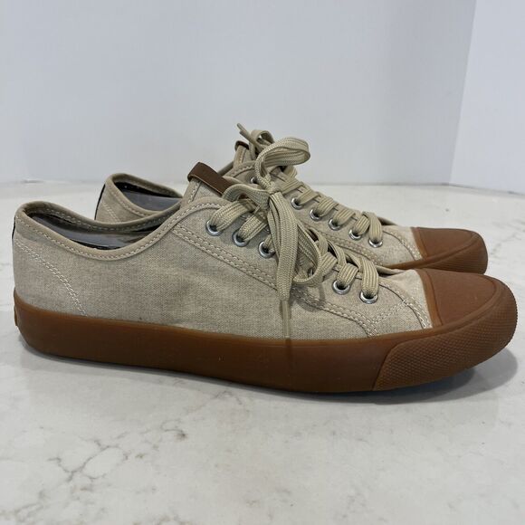 Ben Sherman Clifford Oxford Canvas Sneaker Gum Sole Tan Beige Lace Up Mens Sz 10 - Picture 1 of 11